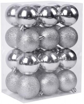 Ball MagicHome, 24 buc, 6 cm, argintiu, pentru brad