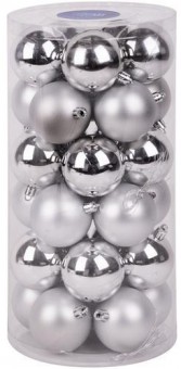 Ball MagicHome, 30 buc, 6 cm, argintiu, pentru brad