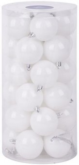 Ball MagicHome, 30 buc, 6 cm, alb, lucios, pentru brad