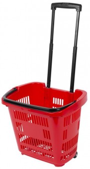 Rafturi coșuri PB01 0460x355x420 mm, pentru cumpărături, mâner telescopic, cu roți