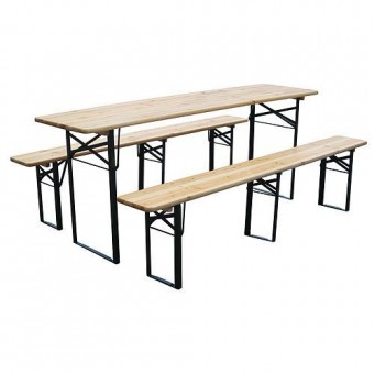 Set bere DORTMUND Standard3, masă 175x46x77 cm, 2x bancă 175x23x47 cm, lemn 25 mm