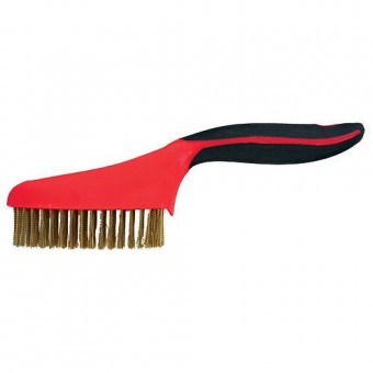 Perie de sârmă din alamă 4x16 rânduri, mâner PP+TPR soft grip