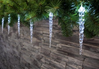 Lumină de Crăciun MagicHome țurțuri de Crăciun, 12 LED alb rece, 12 țurțuri, 3xAA, IP44, exterior, L-2,