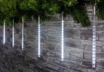 Lumină de Crăciun MagicHome țurțuri de Crăciun, 240 LED alb rece, 8 țurțuri, efect cascadă, 230 V,