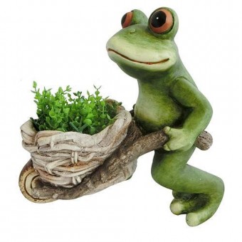 Decor Gecco 8164, Broasca cu Carucior, magnezie, 34 cm