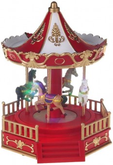 Decoratiune MagicHome Craciun, Carusel, 4 LED-uri schimbatoare de culori, cu melodii, 3xAA, interior, 18.3