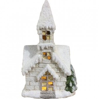 Decorat Xecco 7102, Biserica, magnezie, 27 cm, LED