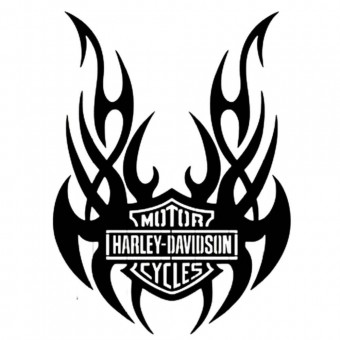 Decoratiune metalica de perete Krodesign KRO-1059, Harley Davidson II, diametru 60 cm, grosime 1.5 mm