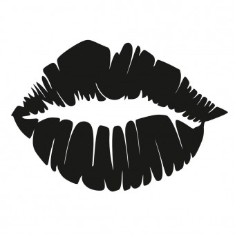 Decoratiune metalica de perete Krodesign KRO-1065 Lips Design, diametru 48 cm, negru, grosime 1.5 mm
