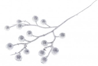 Ramura decorativa GliBerries. alb, 28 cm, 6 buc