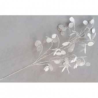 Ramura decorativa MoneyPlant.Alb, 56/107 cm
