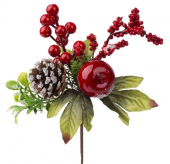 Ramura decorativa cu mar, rosu, 24cm, 6 buc