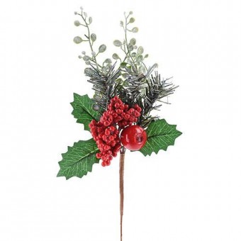 Ramura decorativa cu mar, rosu, 26cm, 6 buc