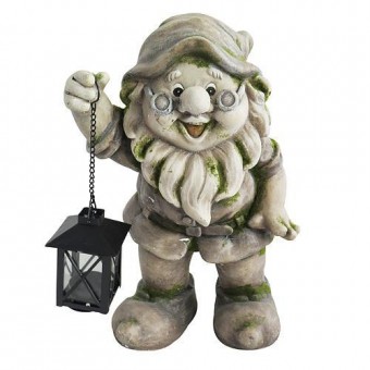Decor Gecco 8042, Pitic cu lanterna, magnezie, 36 cm