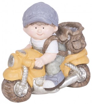 Decor MagicHome, Baiat pe motocicleta, ceramica, 38x20x36 cm