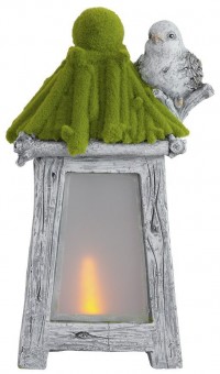 Decor MagicHome, Lanternă cu pasăre, solar, LED, ceramică, 26x20x45 cm