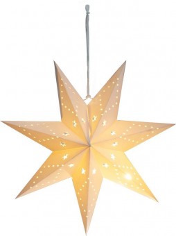 Decor de Craciun MagicHome, Steaua, hartie, 10 LED alb cald, 2xAA, iluminare simpla, 45 cm