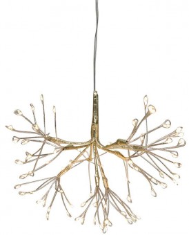 Decoratiune de Craciun MagicHome, artificii, 72 LED alb cald, iluminare simpla, suspendat, auriu, 25 cm