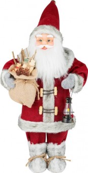 Decor de Craciun MagicHome, Mos Craciun cu lanterna, rosu, 46 cm