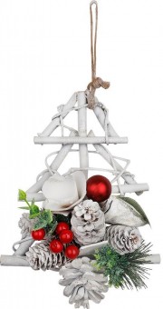 Decoratiunea de Craciun MagicHome, brad cu mrani si conuri de pin, agatat, 18x6x20 cm