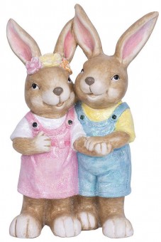 Decor MagicHome, Iepure și iepuraș, ceramică, 34x19x51 cm