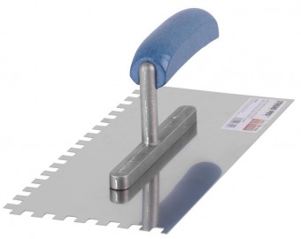 Mistrie din oțel crestat 280x130 mm Strend Pro, dinți 4, mâner din lemn, inox