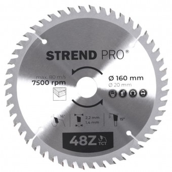 Disc Strend Pro TCT 160x2,2x20 mm 48T, pentru lemn, ferăstrău