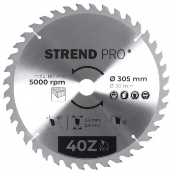 Disc Strend Pro TCT 305x3,2x30/20 mm 40T, pentru lemn, ferăstrău