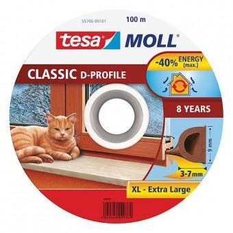 Garnitură ușă tesamoll® profil D, 9 mm, maro, 100 m