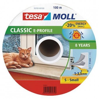 Garnitură ușă tesamoll® profil E, 9 mm, alb, 100 m