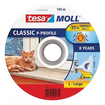 Garnitură ușă tesamoll® profile P, 9 mm, alb, 100 m