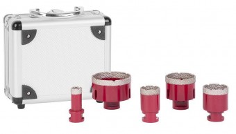 Set de burghie diamantate uscate Strend Pro Premium, DCB11S5, 20-35-45-55-72 mm, M14, burghie diamantate