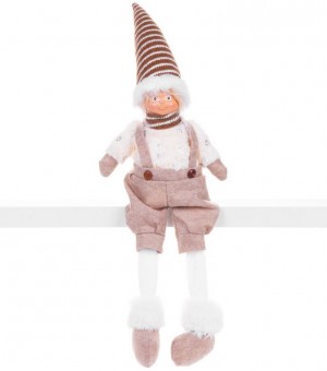Figurină MagicHome Crăciun, Fată cu urechi de ren, material, maro-alb, 22x12x68 cm