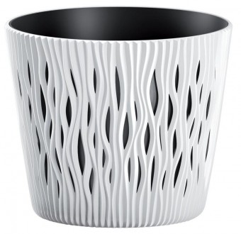 Ghiveci de flori SANDY Round 190, 158x138 mm, alb