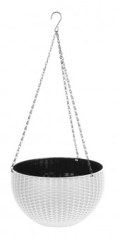 Ghiveci GDA Modern 835, agatat, lant, 26x16cm, alb