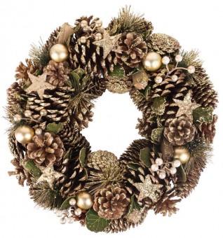 Ghirlanda MagicHome Craciun, naturala, bronz, 34 cm
