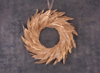 Ghirlanda MagicHome, coroana de pene, auriu, 35 cm, agatata