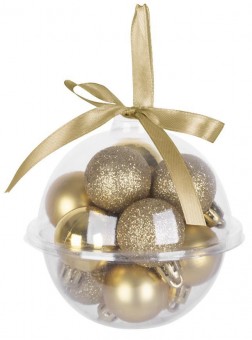 Globuri MagicHome Christmas, 12 buc, 3 cm, auriu, pe brad