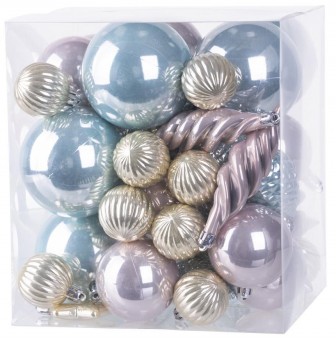 Globuri MagicHome Christmas, set, 50 buc, mix, pe brad