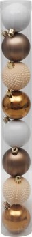 Globuri de Crăciun MagicHome, 8 buc, alb-bronz, pentru brad, 5 cm, Sellbox 36 tuburi