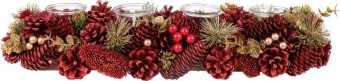 Ikebana MagicHome Craciun, natural, rosu, Advent, 50x16x9 cm