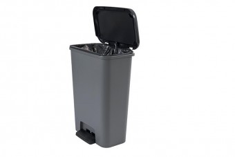 Coș de gunoi Curver® COMPATTA, 50L, 29,4x49,6x62 cm, negru/gri, pentru gunoi