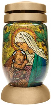Kahanec Bolsius S03 3D Maria cu Isus, vitraliu, 22 cm, pentru mormânt, cu umplutură 36 h