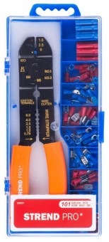 Clești Strend Pro AWS 302, blocare + set de 100 de terminale electrician