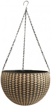 Ghiveci de flori Strend Pro Modern, agatat, atarnat, auriu, 26x16cm, cu lant si cuier