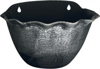 Ghiveci Strend Pro Wave, 26x18x16,5 cm, argintiu, efect metalic, suspendat