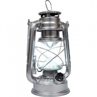 Lanterna Nicehome, 16 LED, 15x11,5x23,5 cm, 4xAA, metalic, argintiu