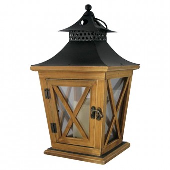 Lanternă Nicehome WL8680, 19x19x36 cm, LED, 3xAAA, lemn