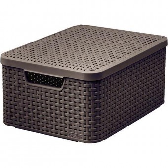 Coș de rufe Curver® STYLE M LID, maro închis, 38x29x17 cm, cu capac