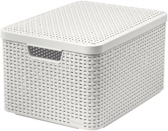 Coș de rufe Curver® STYLE2 LID L, crem, 45x25x33 cm, cu capac